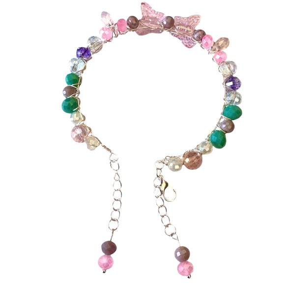 Hand wired bracelet with Czech Glass Butterflies and multiple crystal beads. - Picture 9 of 9